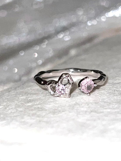 Pink Crystal Heart Ring