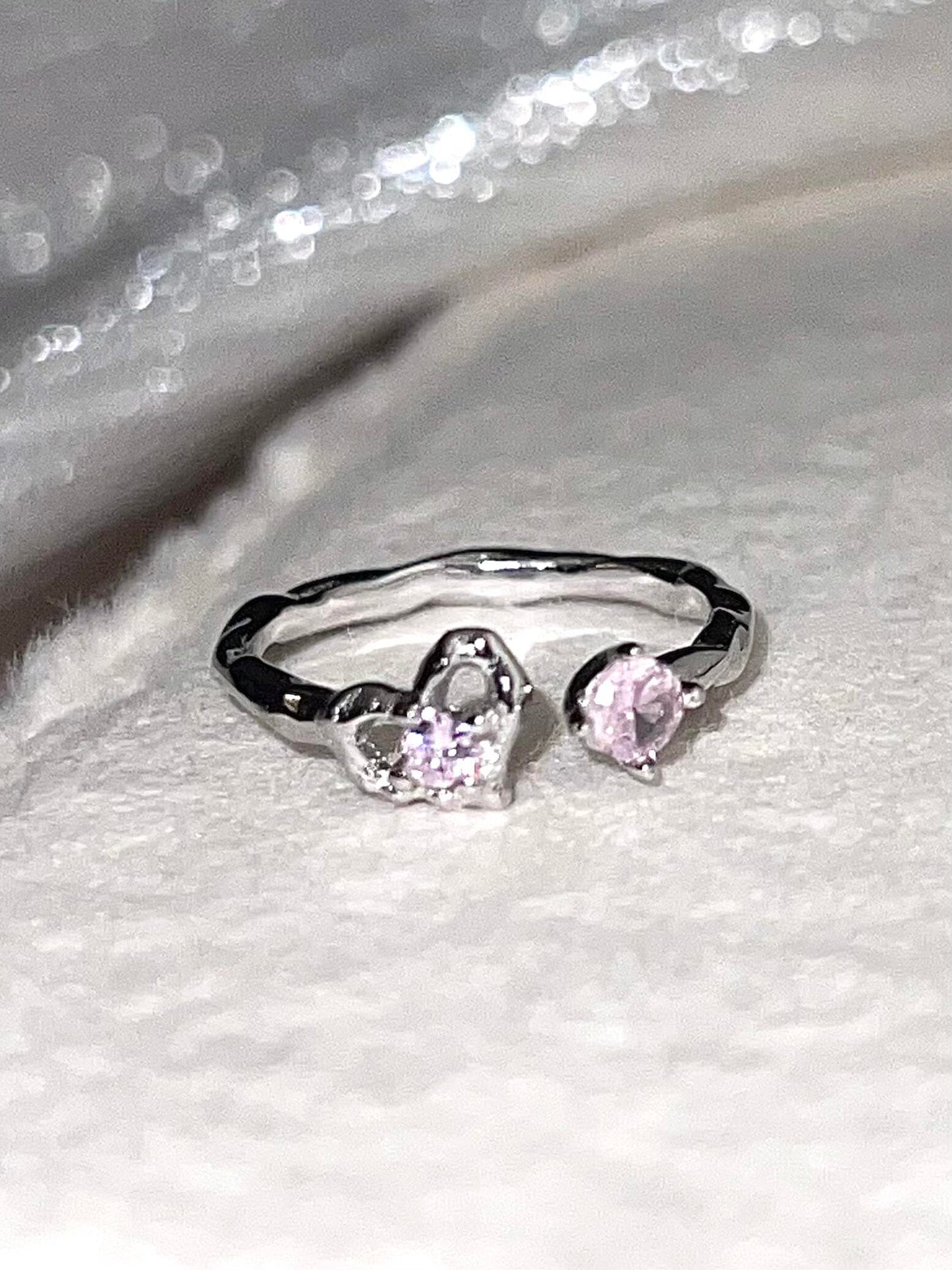 Pink Crystal Heart Ring