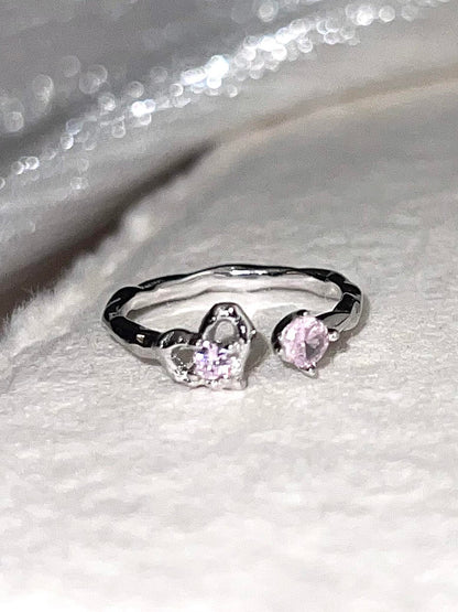 Pink Crystal Heart Ring
