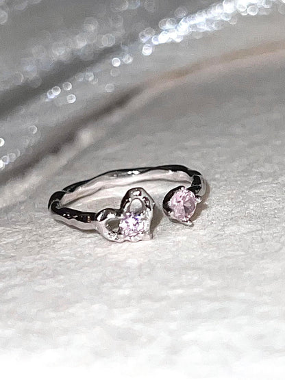 Pink Crystal Heart Ring
