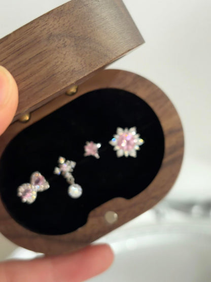 Pink Crystal Coquette Earring Stack