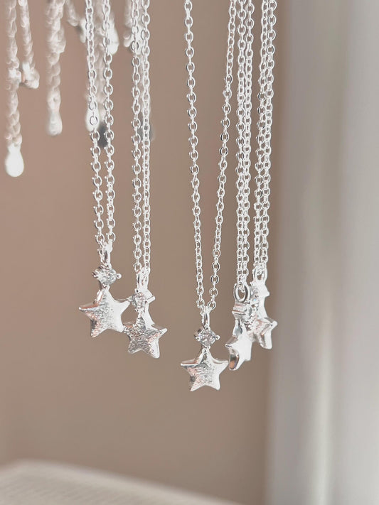 Frosted Silver Star Necklace