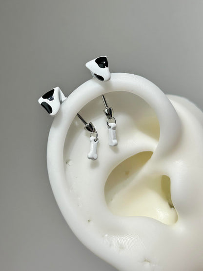 Dalmatian Puppy Bone Drop Earrings
