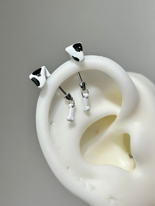 Dalmatian Puppy Bone Drop Earrings