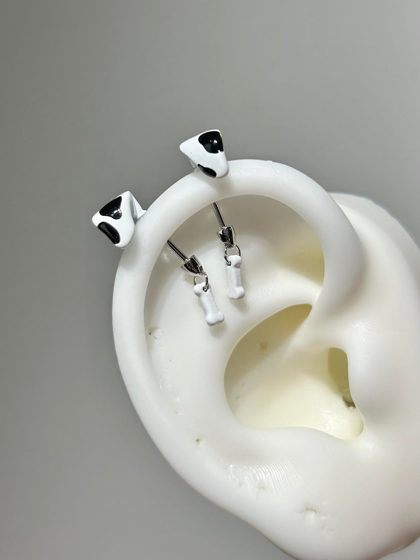 Dalmatian Puppy Bone Drop Earrings