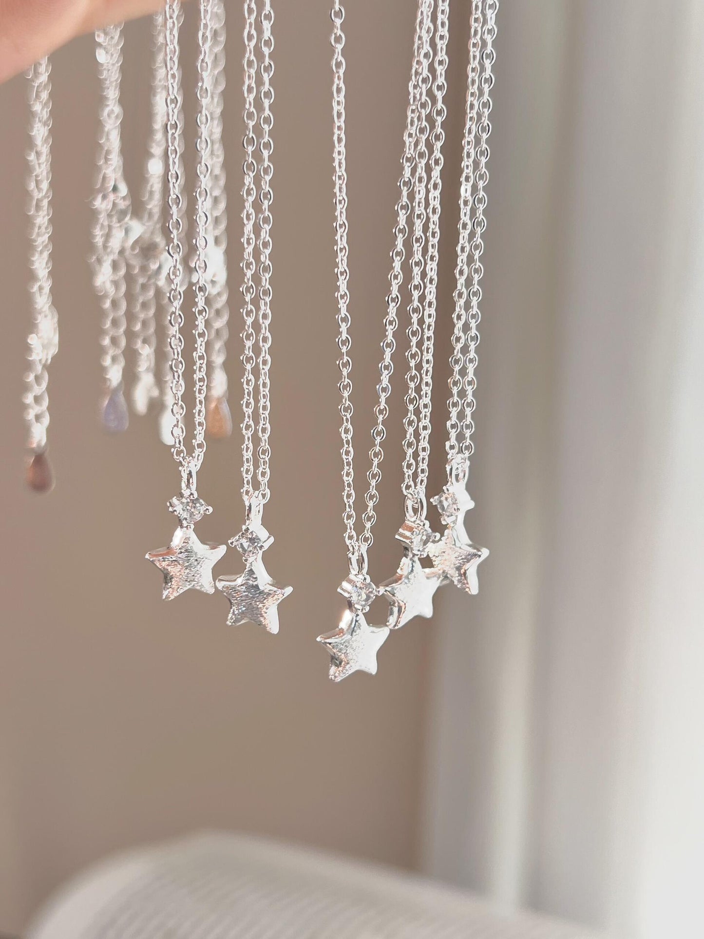 Frosted Silver Star Necklace