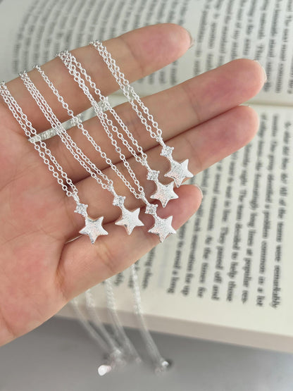 Frosted Silver Star Necklace
