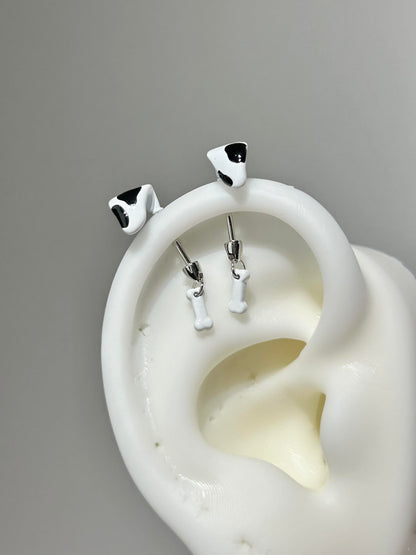 Dalmatian Puppy Bone Drop Earrings