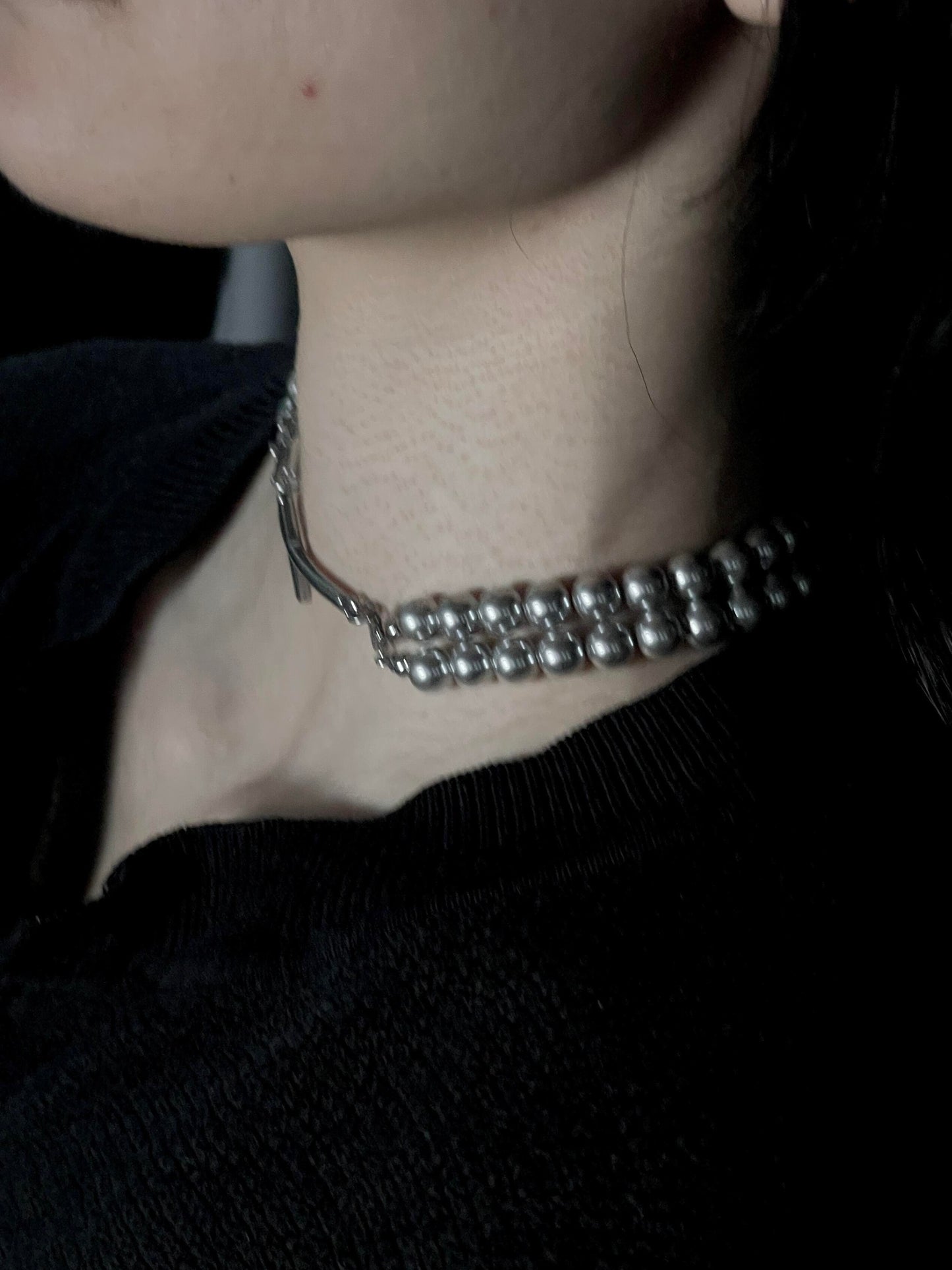 Beaded Cross Layered Choker