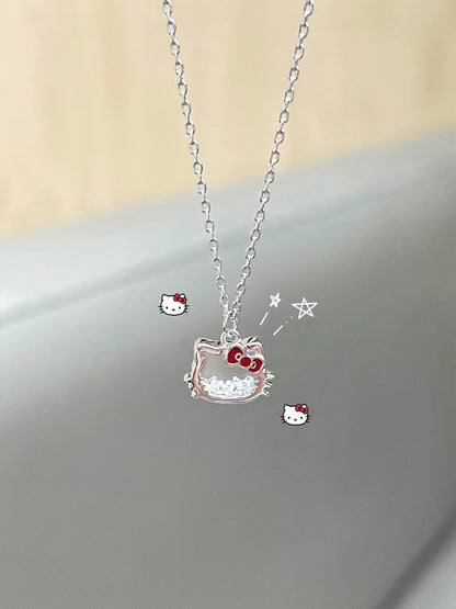 Crystal Kitty Bow Necklace