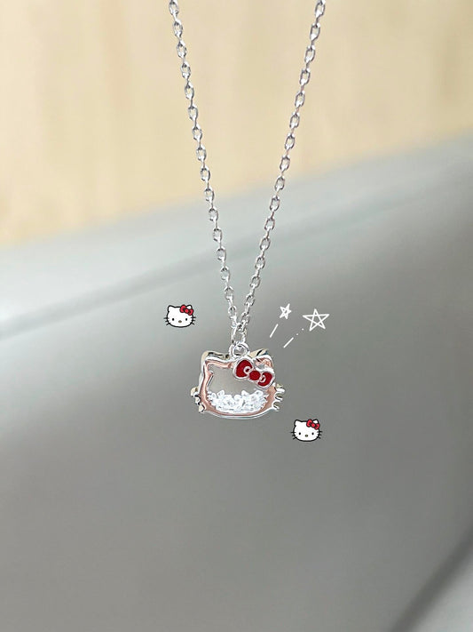 Crystal Kitty Bow Necklace