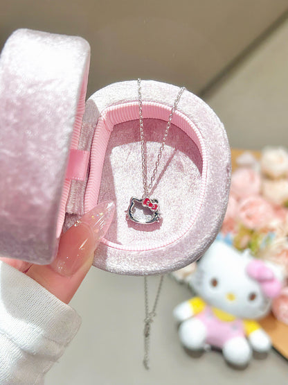 Crystal Kitty Bow Necklace
