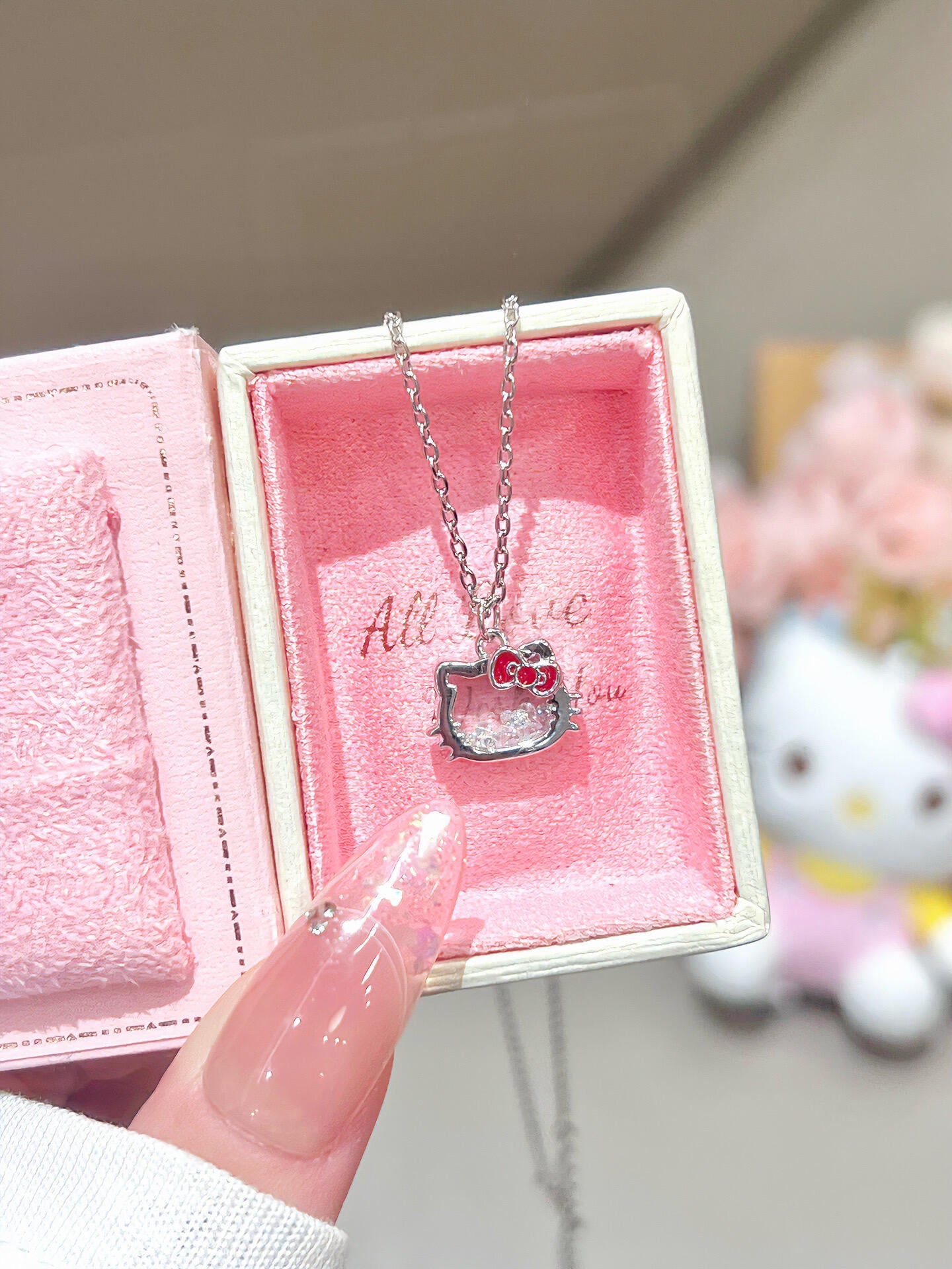 Crystal Kitty Bow Necklace