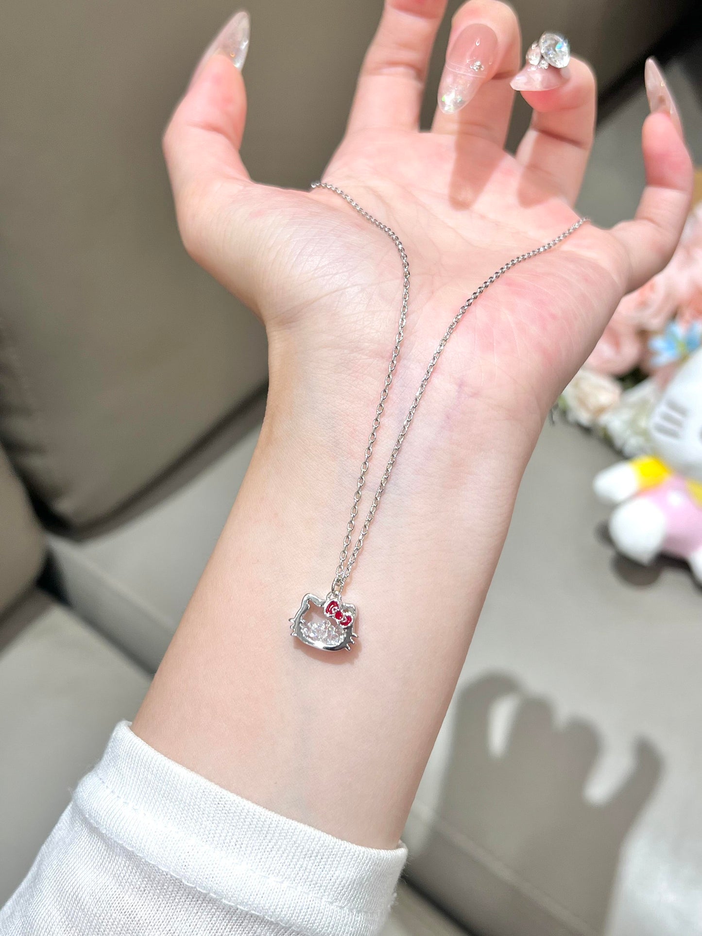 Crystal Kitty Bow Necklace