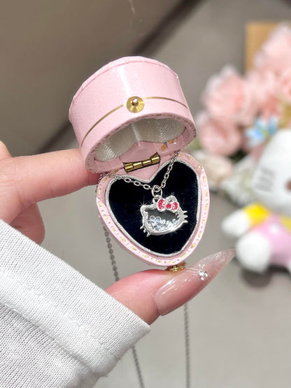 Crystal Kitty Bow Necklace