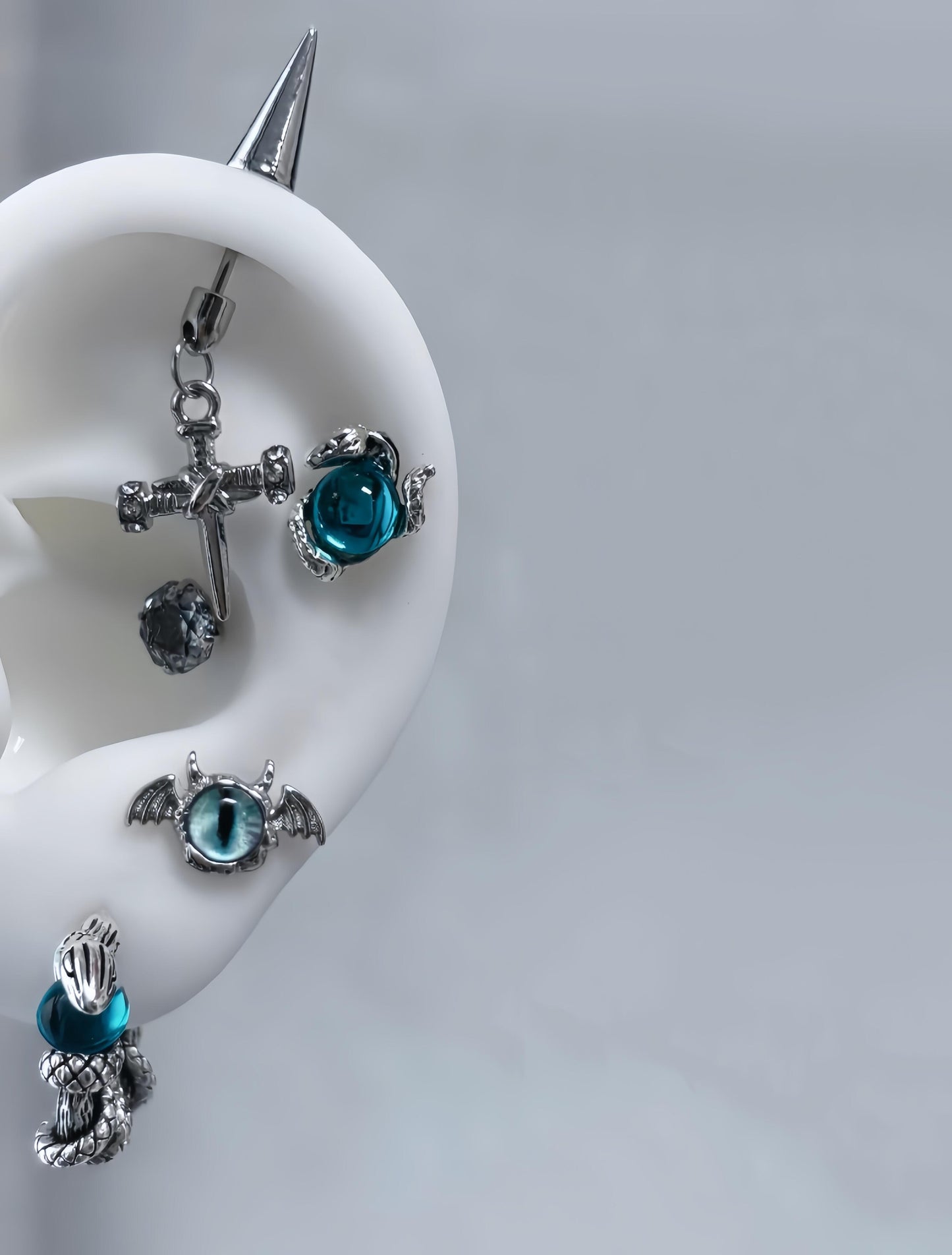 Gothic Blue Stud Earring Set