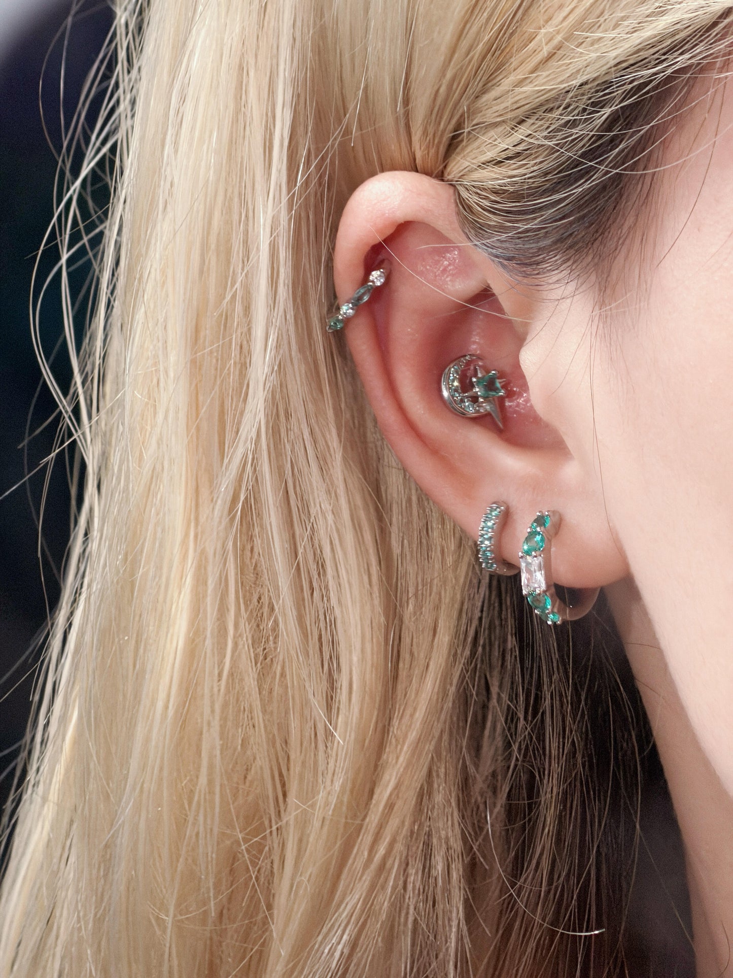 Emerald Moonlight Ear Party Set