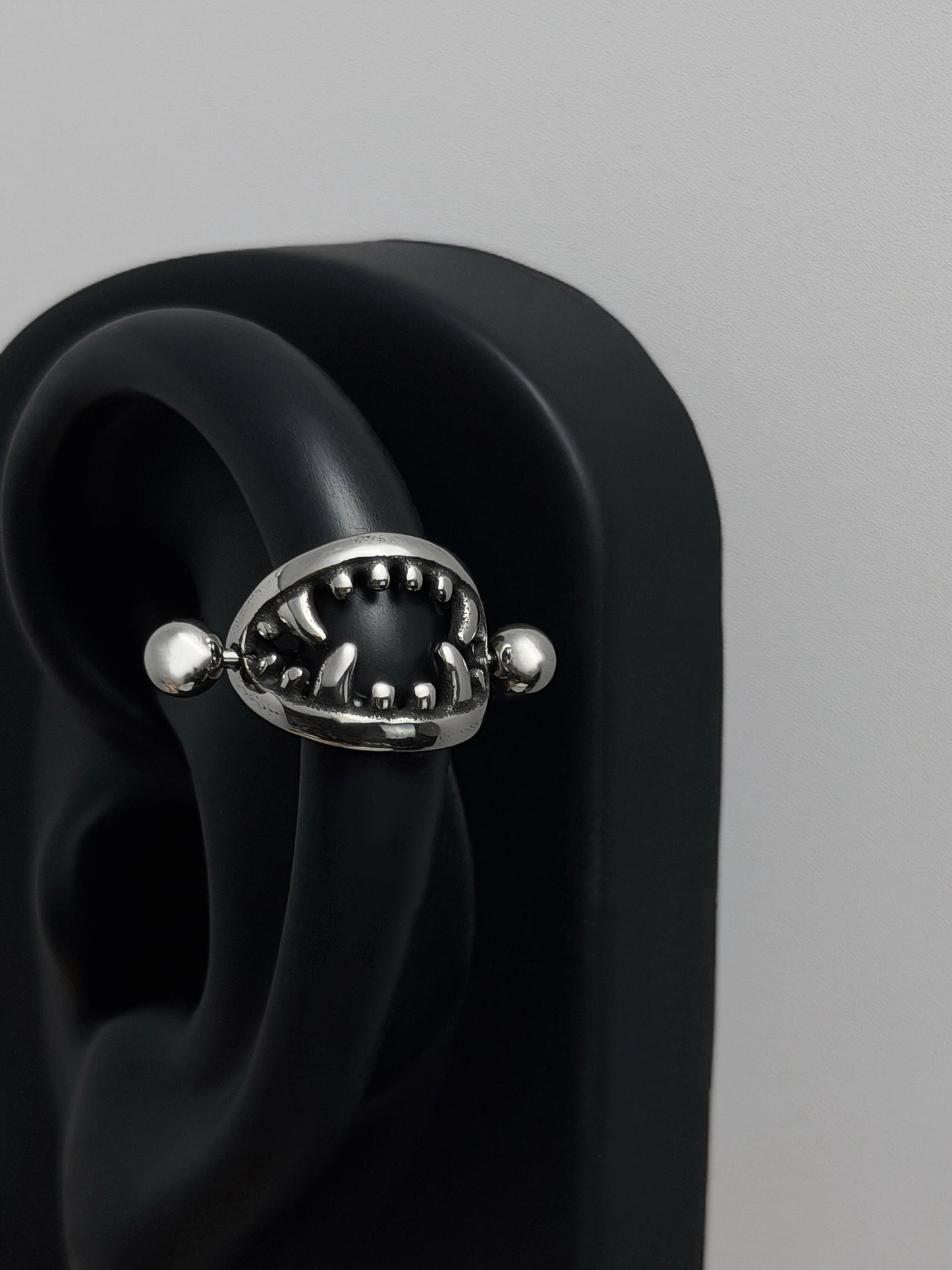 Silver Monster Teeth Cartilage Earring