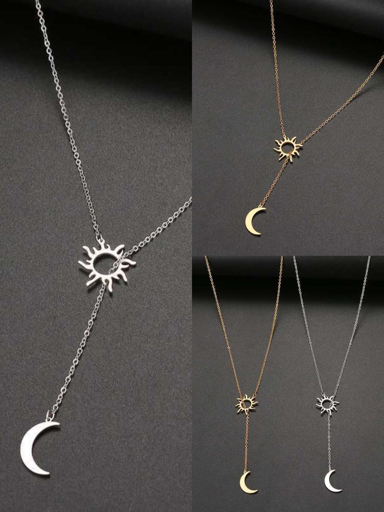 Sun and Moon Lariat Necklace