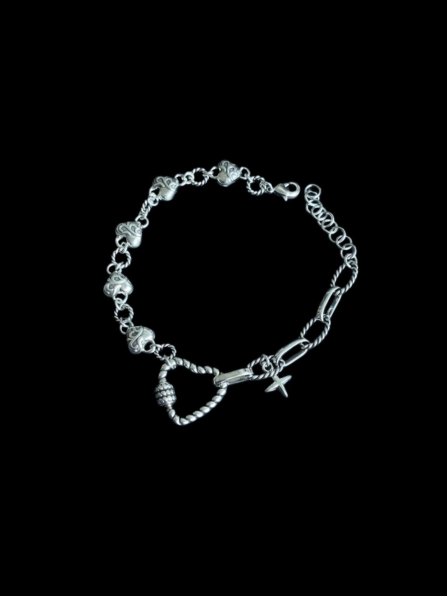 Silver Heart & Star Charm Bracelet