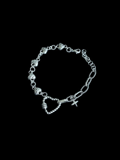 Silver Heart & Star Charm Bracelet
