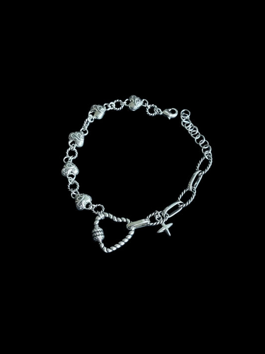 Silver Heart & Star Charm Bracelet