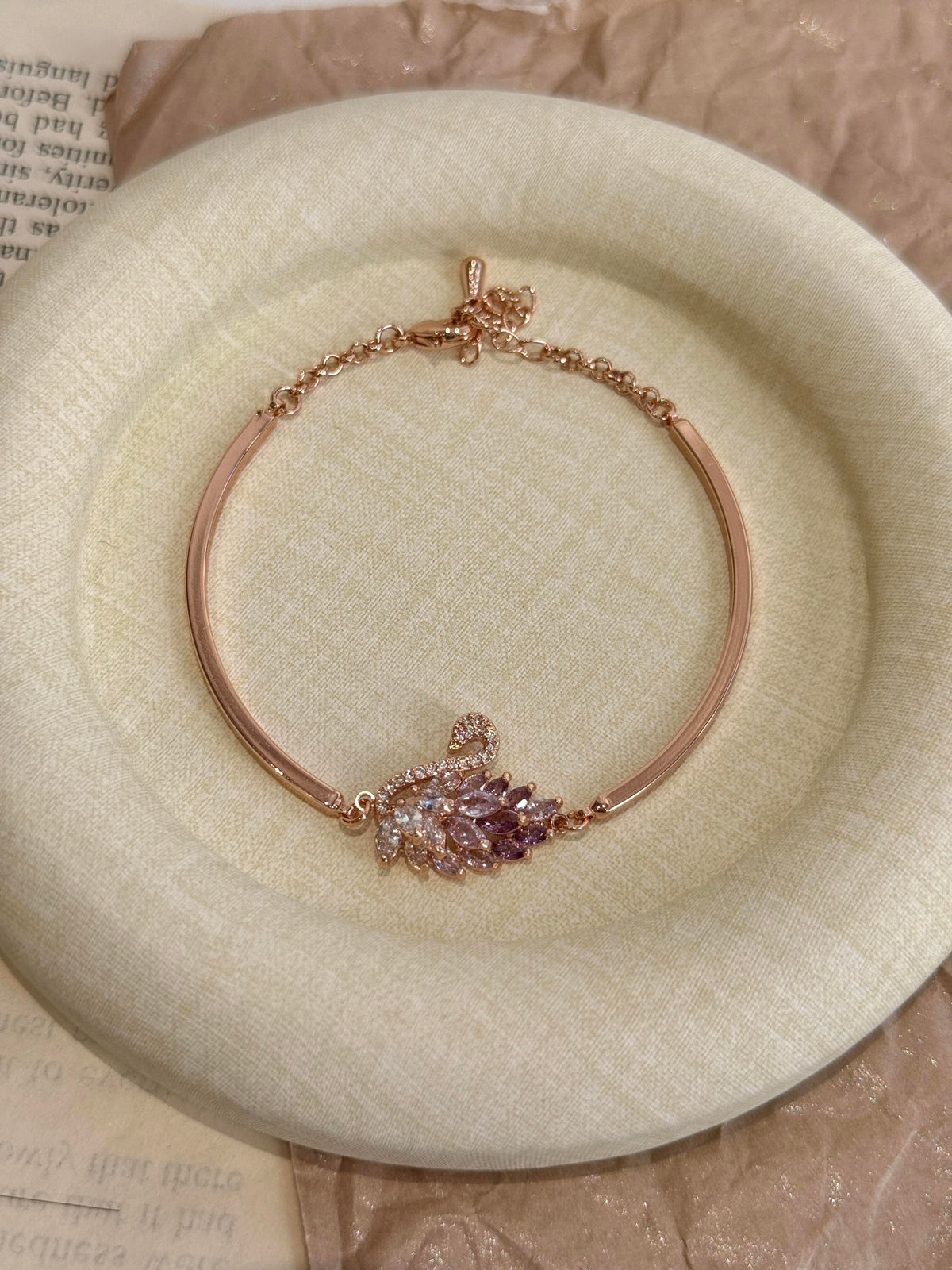 Purple Crystal Swan Bangle
