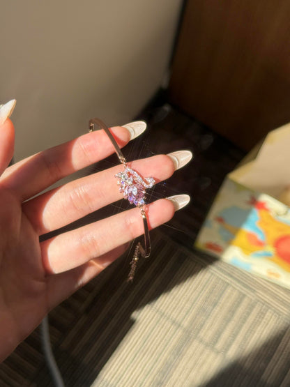 Purple Crystal Swan Bangle