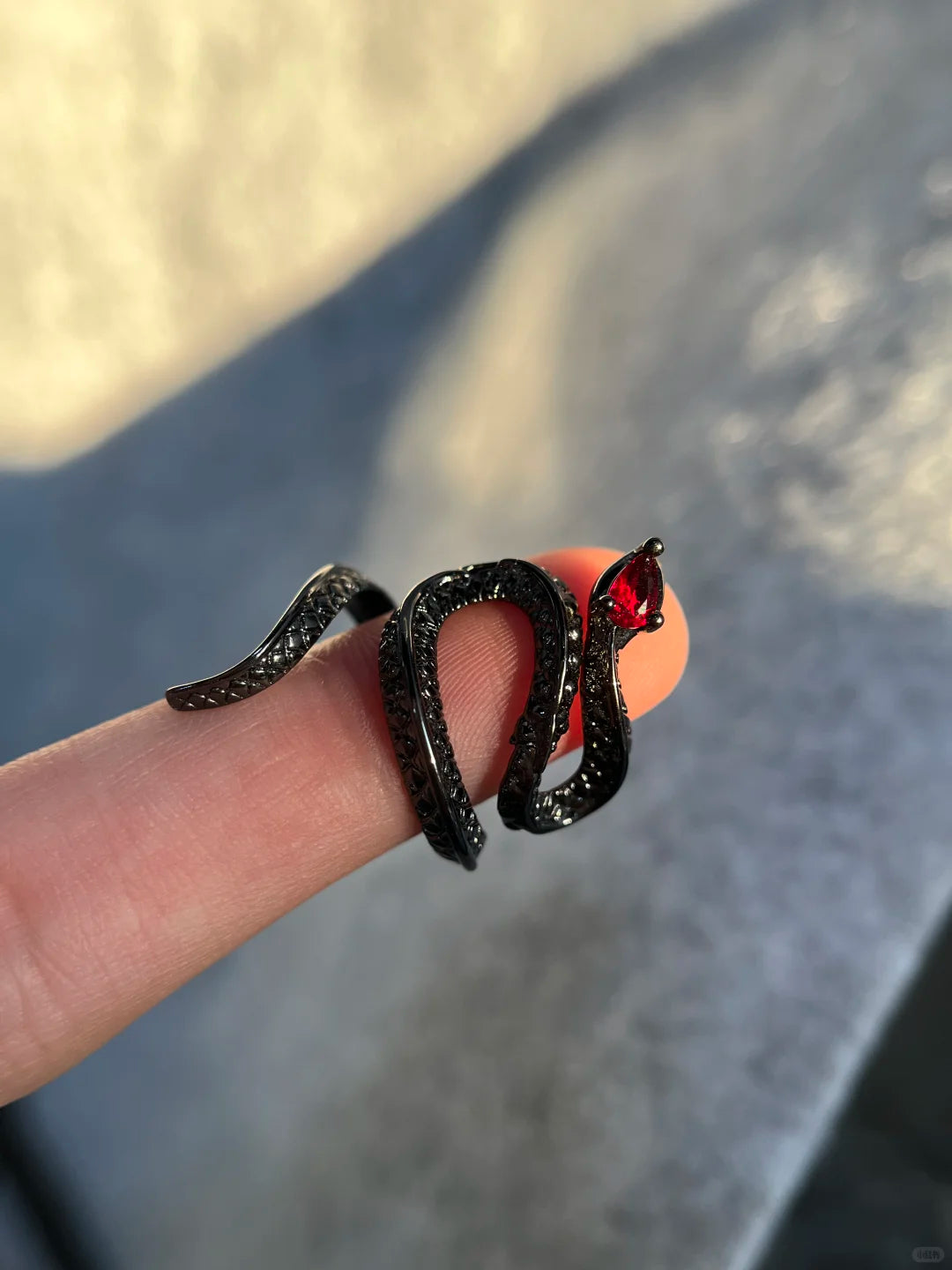 Obsidian Serpent Wrap Ring