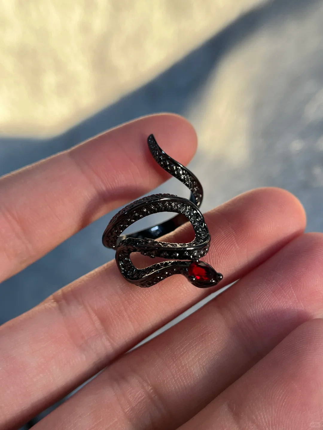 Obsidian Serpent Wrap Ring