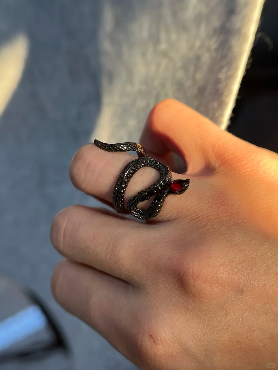 Obsidian Serpent Wrap Ring