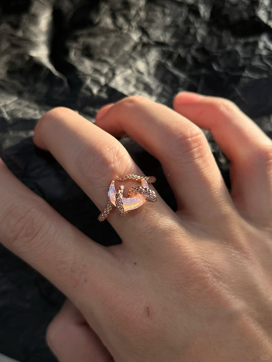 Rose Gold Moon Phase Adjustable Ring