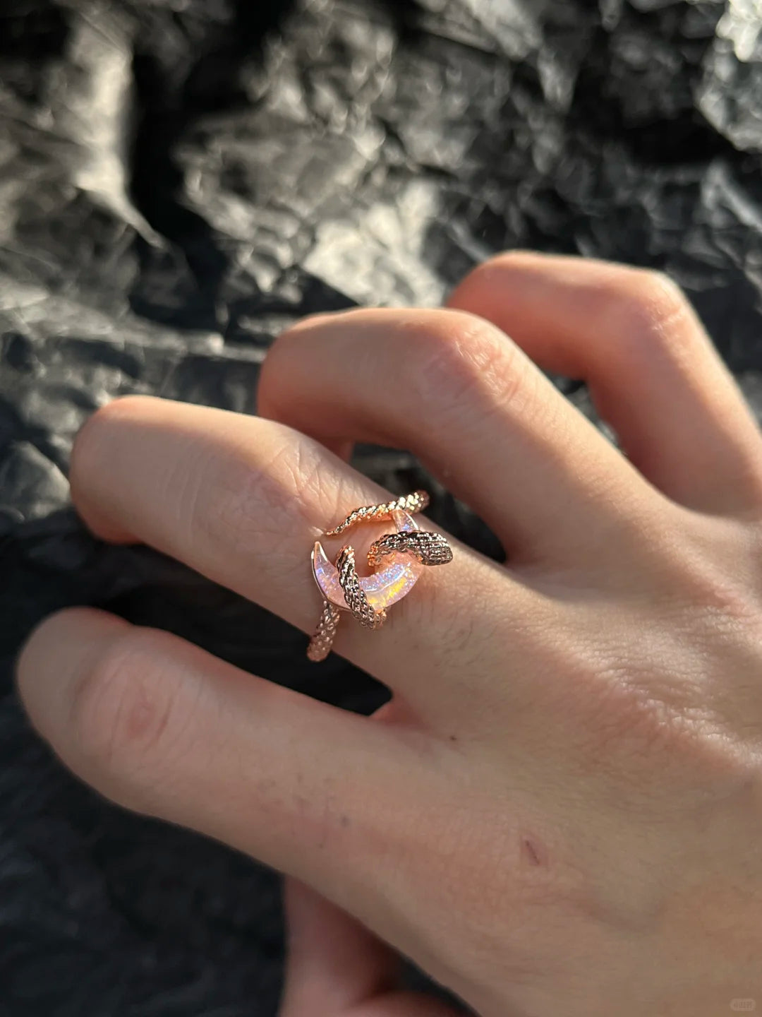 Rose Gold Moon Phase Adjustable Ring