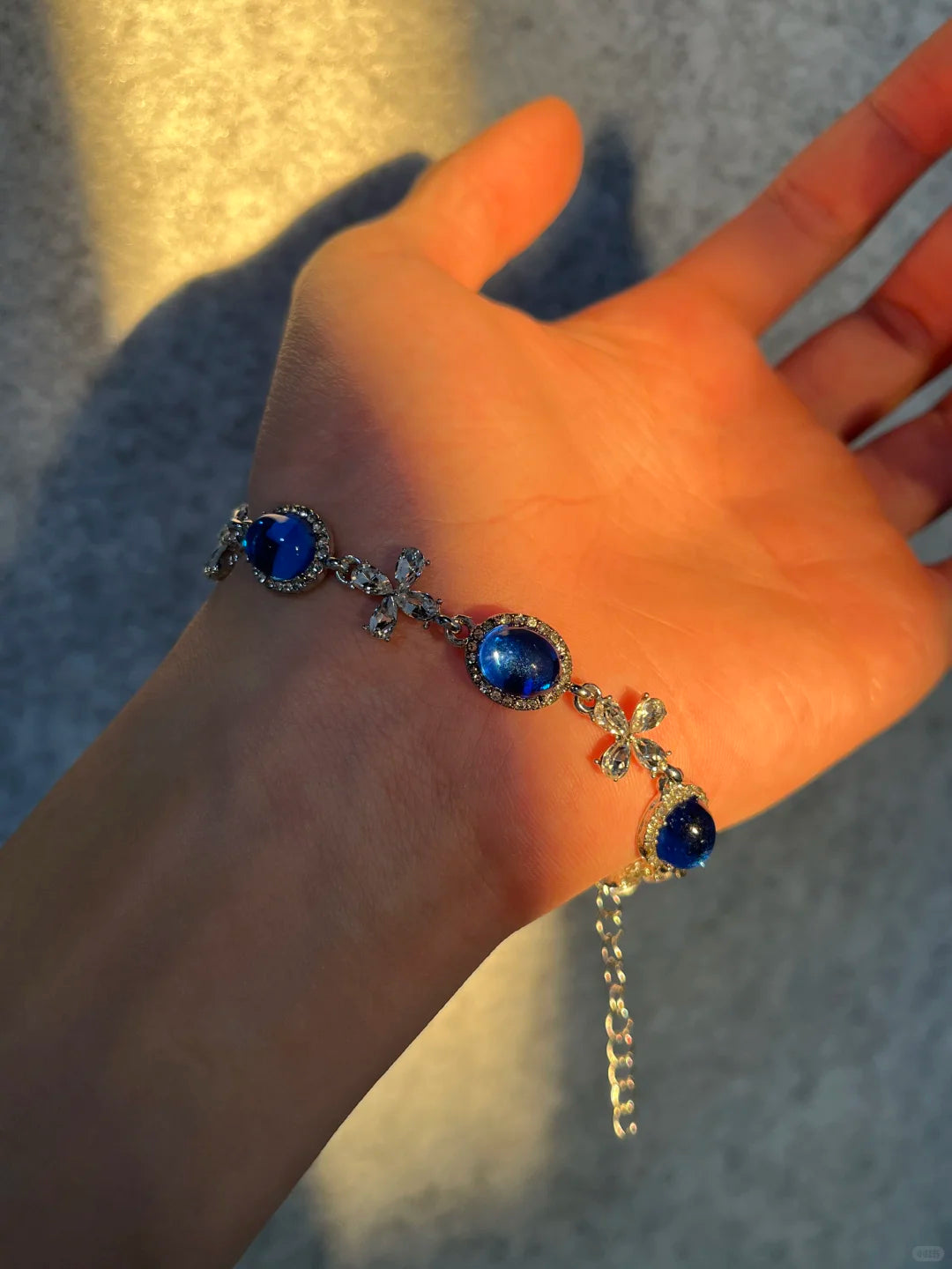 Deep Blue Celestial Cross Bracelet