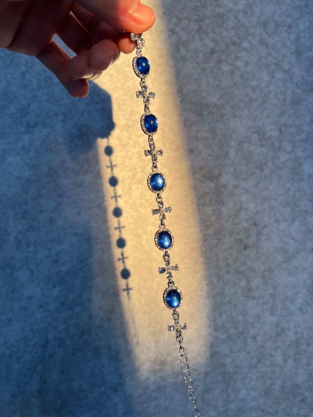 Deep Blue Celestial Cross Bracelet