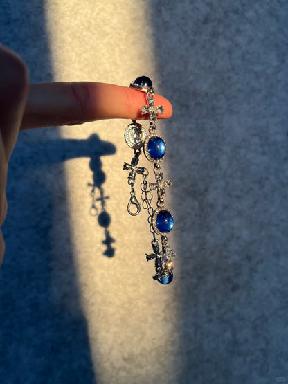 Deep Blue Celestial Cross Bracelet