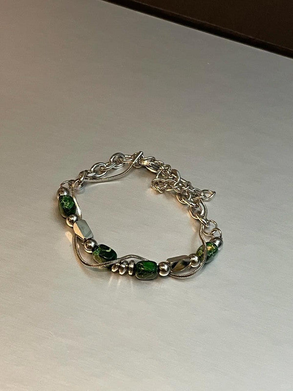 Artisan Green Stone Link Bracelet