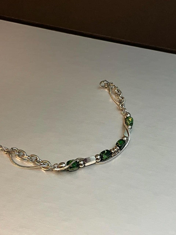 Artisan Green Stone Link Bracelet
