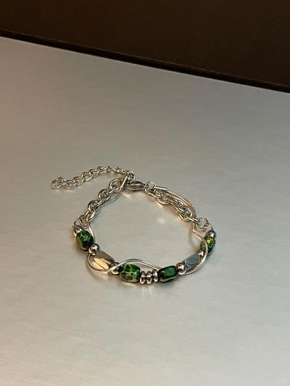 Artisan Green Stone Link Bracelet