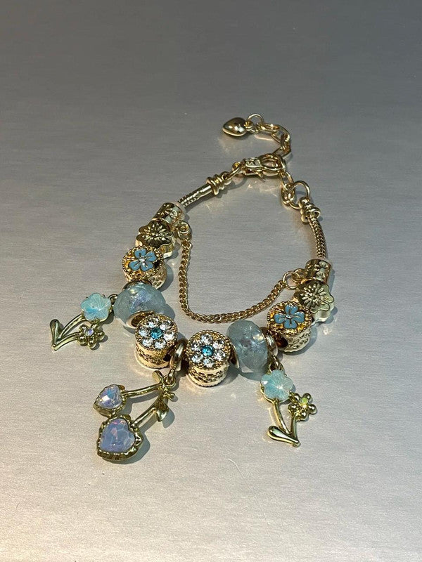 Shimmering Cherry Blossom Charm Bracelet