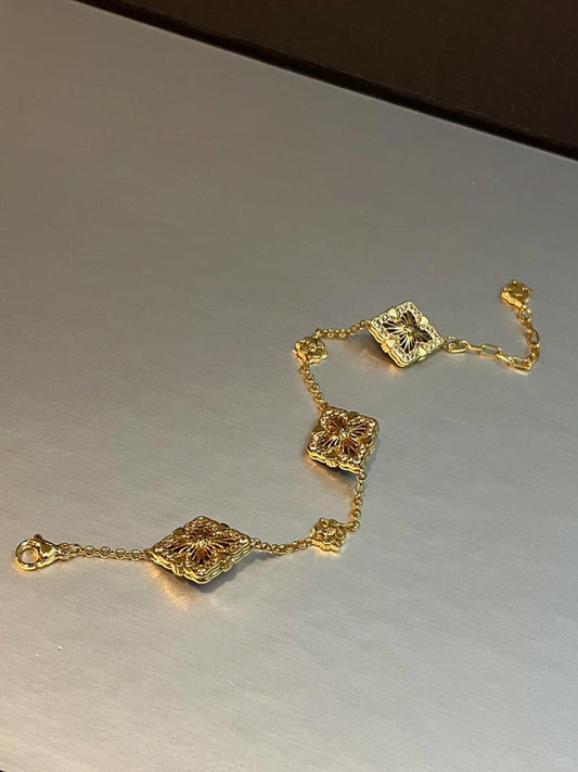 Lapis Floral Link Chain Bracelet