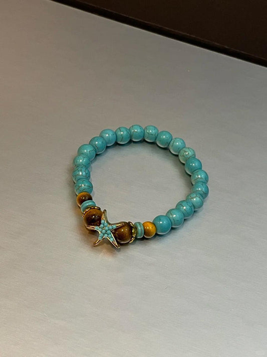 Beachside Starfish Turquoise Bead Bracelet