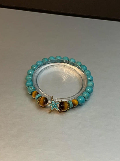 Beachside Starfish Turquoise Bead Bracelet