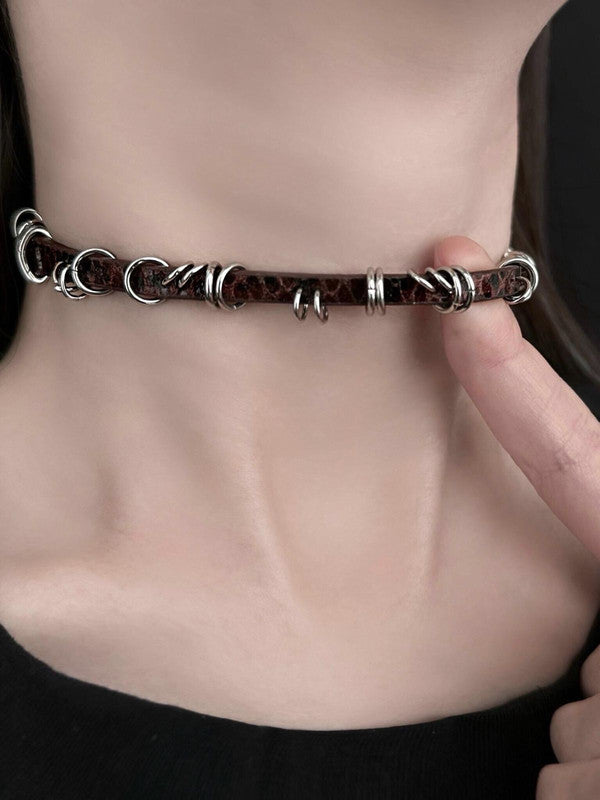 Dark Snakeskin Ring Choker