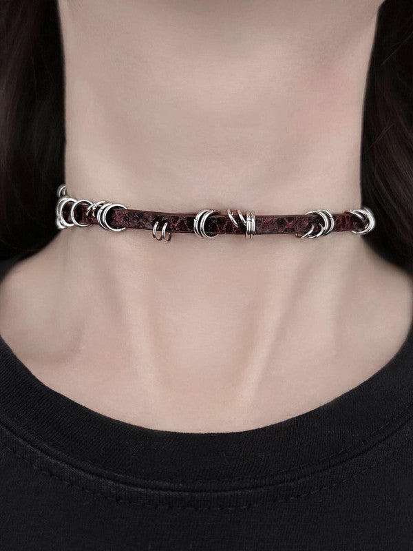 Dark Snakeskin Ring Choker