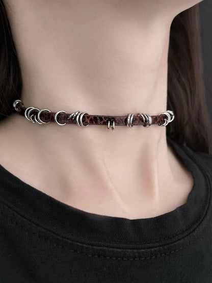 Dark Snakeskin Ring Choker