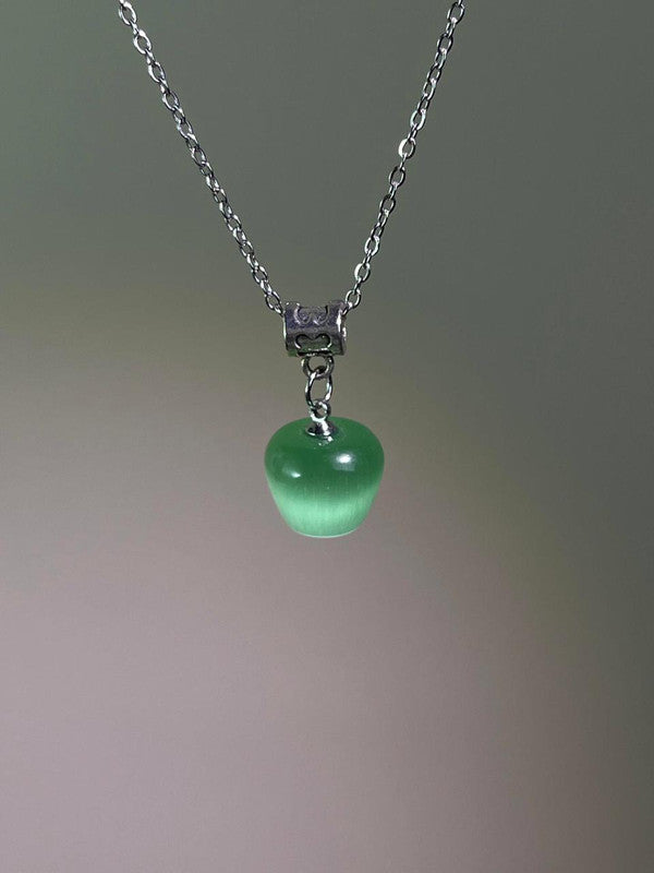 Green Cat's Eye Apple Necklace