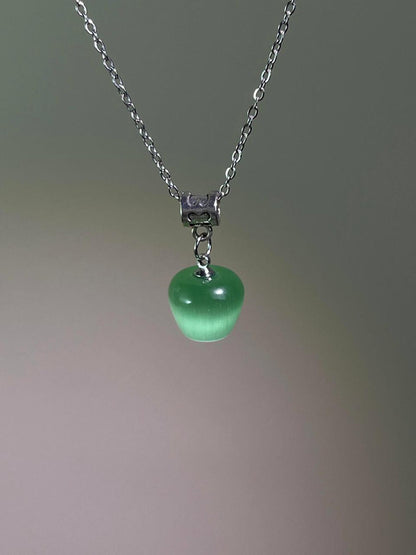 Green Cat's Eye Apple Necklace