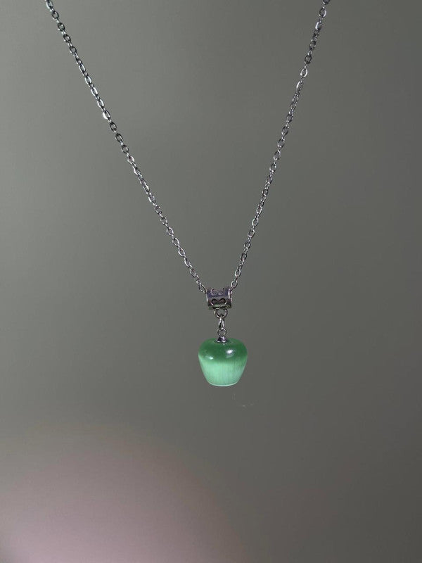 Green Cat's Eye Apple Necklace