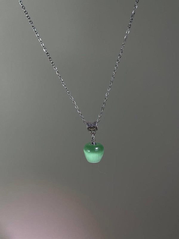 Green Cat's Eye Apple Necklace
